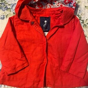 Jacadi Paris Red Hooded Coat (18M) – Floral Lined